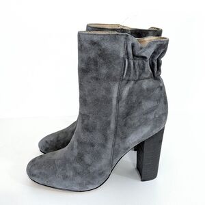 NEW Alex + Alex Scrunch Back Charcoal Grey Suede Leather Heeled Boots Size 7.5